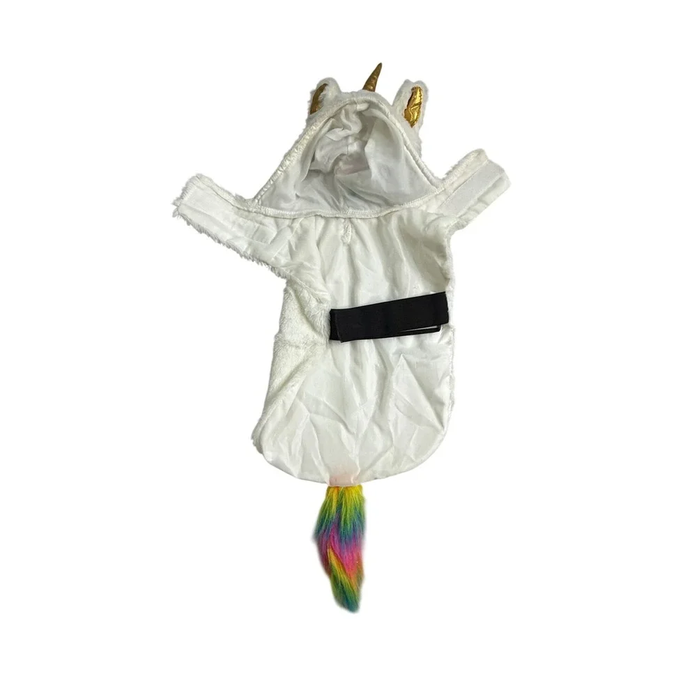 Frisco White Unicorn Pet Dog Costume Gold Horn Rainbow Mane Tail Small 158810S